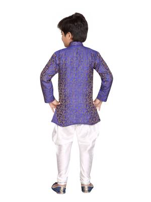 Purple printed jaquard boys-sherwani 3