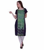 Blue Printed Rayon Ethnic Kurti 