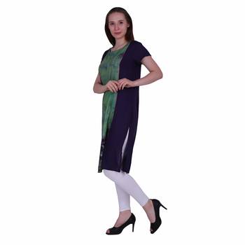 Blue Printed Rayon Ethnic Kurti  2