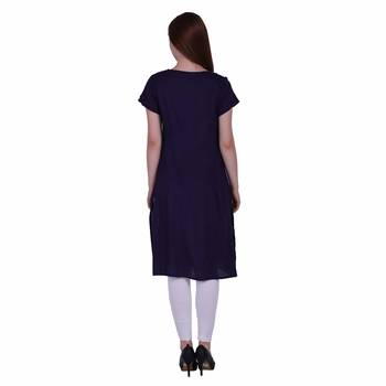 Blue Printed Rayon Ethnic Kurti  4