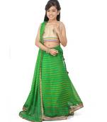 Glod Broced Top Blue Printed Gorget Laherya Lehenga Set