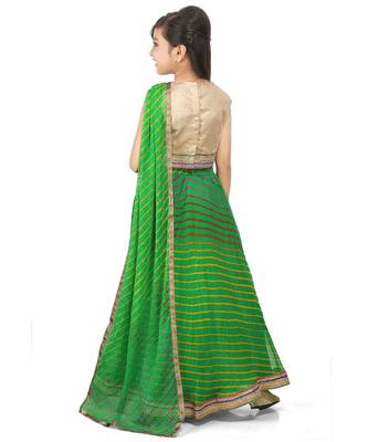 Glod Broced Top Blue Printed Gorget Laherya Lehenga Set 2