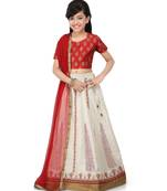 Maroon Dupion Printed Choli White Dupion Lehenga Set