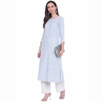 Light-blue printed rayon ethnic-kurtis 1