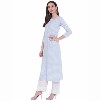 Light-blue printed rayon ethnic-kurtis 3