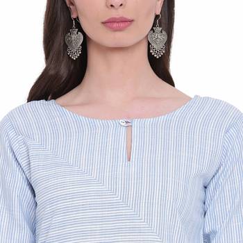 Light-blue printed rayon ethnic-kurtis 5