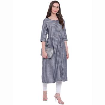 Dark-blue printed rayon ethnic-kurtis 1