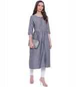 Dark-blue printed rayon ethnic-kurtis