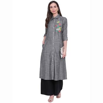 Black printed rayon ethnic-kurtis 1