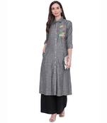 Black printed rayon ethnic-kurtis
