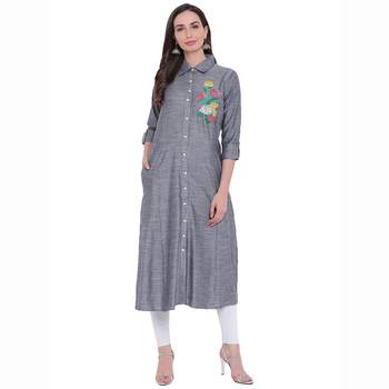Blue printed rayon ethnic-kurtis 1