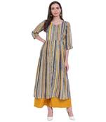 Grey printed rayon ethnic-kurtis
