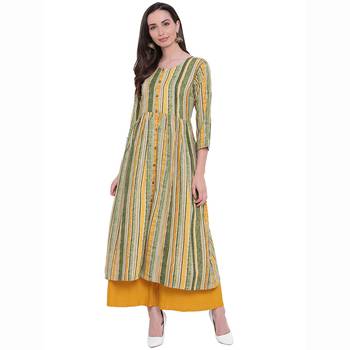 Mustard printed rayon ethnic-kurtis 1