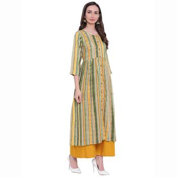 Mustard printed rayon ethnic-kurtis 4