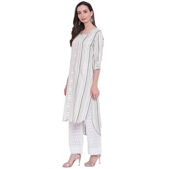 Off-white printed rayon ethnic-kurtis 3