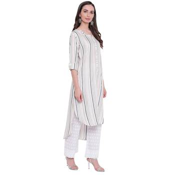 Off-white printed rayon ethnic-kurtis 4