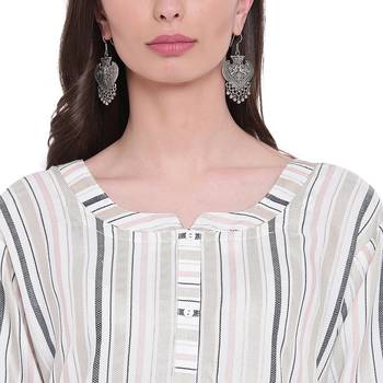 Off-white printed rayon ethnic-kurtis 5