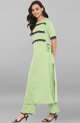 Janasya Light-green printed crepe ethnic kurti with straight pant 3