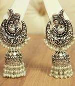 Silver pearl jhumkas