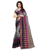 Grey woven Cotton Silk saree with blouse