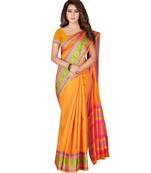 Mustard woven Cotton Blend saree with blouse