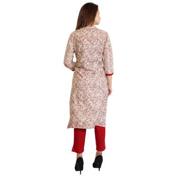 Red Printed Cotton Stitched Kurtis 4