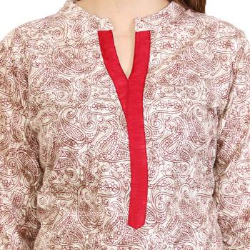 Red Printed Cotton Stitched Kurtis 5