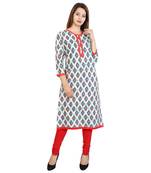 Red Printed Cotton Stitched Kurtis