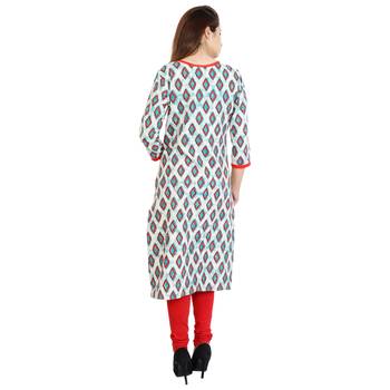 Red Printed Cotton Stitched Kurtis 3
