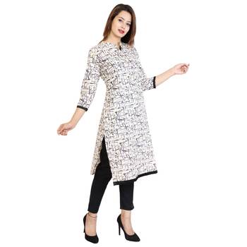Black Printed Cotton Stitched Kurtis 3