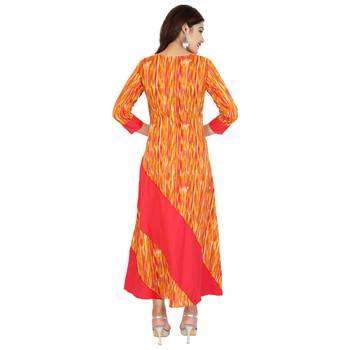 orange plain cotton Stitched Kurtis 3