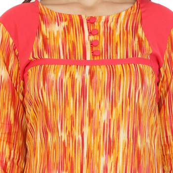 orange plain cotton Stitched Kurtis 4