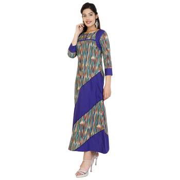 purple plain cotton Stitched Kurtis 3