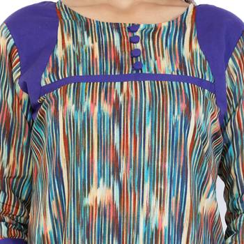 purple plain cotton Stitched Kurtis 5