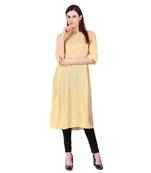 yellow plain Rayon Stitched Kurtis
