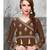 BROWN embroidered silk blend unstitched salwar with dupatta
