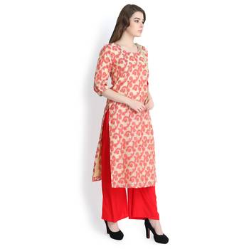 Cream printed silk blend palazzo kurta 3
