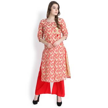 Cream printed silk blend palazzo kurta 6