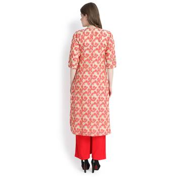 Cream printed silk blend palazzo kurta 10