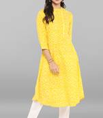 Janasya Janasya Women's Yellow Cotton Kurta With Pant
