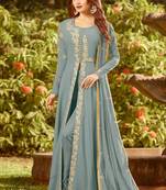 Grey embroidered georgette salwar