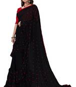 Black embroidered georgette saree with blouse