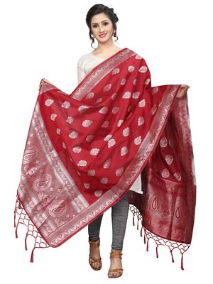 Red Jacquard Womens Dupatta 1