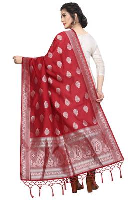 Red Jacquard Womens Dupatta 2