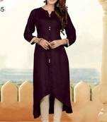Wine plain cotton long kurtis