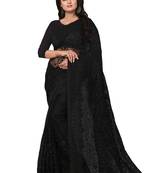 Black embroidered net saree with blouse