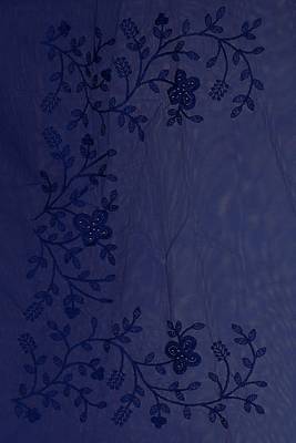 Navy Blue Embroidered Net Saree With Blouse 3