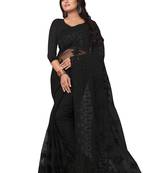 Black embroidered net saree with blouse