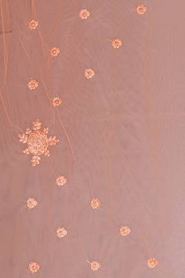 Peach embroidered net saree with blouse 4