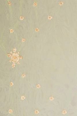 Beige embroidered net saree with blouse 3